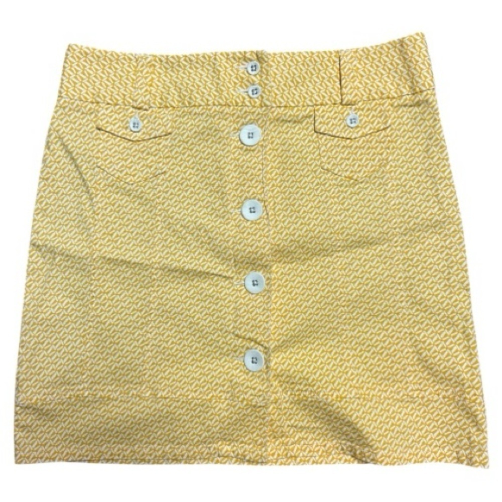 L.L. Bean Yellow Geometric Mini Skirt Size 10